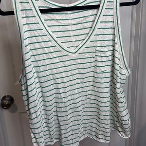 Linen Green and White Stripe Tank